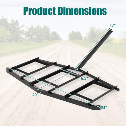 DREAMADE 74"/84" Driveway Drag Harrow with Adjustable Bars & Reinforced Design for ATV