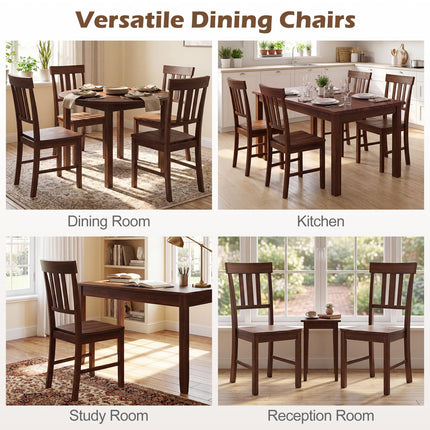 Dreamade Wooden Dining Chairs Set of 2/4 with Slat Back & Contoured Seat
