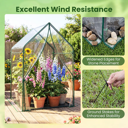 Dreamade Mini Outdoor Portable Green House with Sturdy Metal Frame