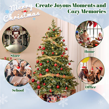 Dreamade 6ft Pre-Lit Artificial Christmas Tree, Hinged Full Xmas Pine Tree with 240 Warm White LED Lights