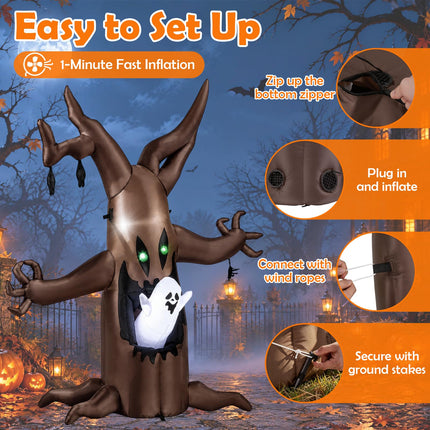 DREAMADE 8 FT Halloween Inflatable Dead Tree Animated Spooky Ghost Tree