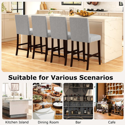 Dreamade Modern Bar Stools Set of 2/4 26" Upholstered Counter Height Bar Stools w/Tilt Backrest