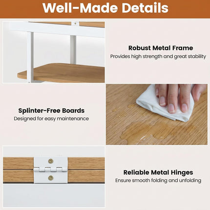 Dreamade 3-Tier Mobile Side Table with Foldable Top & Universal Wheels (1/2)