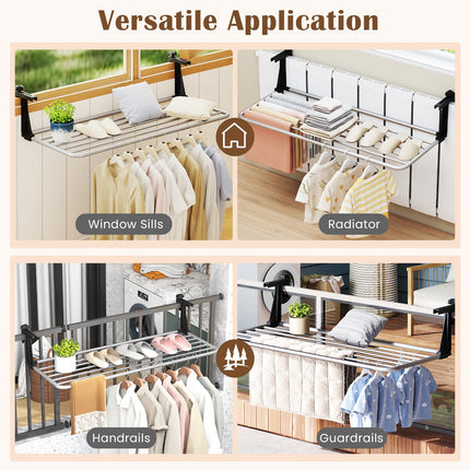 Dreamade Aluminum Hanging Laundry Rack with Adjustable and Foldable Brackets (37" L)