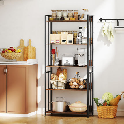 Dreamade 5-Tier Bookshelf, 62" Tall Bookcase w/Tiltable Shelves, Metal Frame, Convertible Display Storage Rack