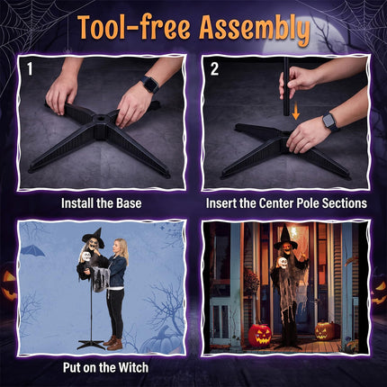 DREAMADE 6.3 FT Animatronic Halloween Life-Size Talking Witch Decor
