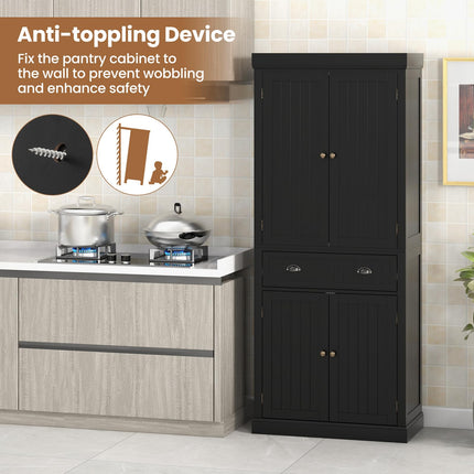 Dreamade Pantry Organizers and Storage, 72" Tall Kitchen Cabinet with 2-Door Cabinets & Drawer, Buffet Sideboard
