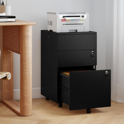 Dreamade 3-Drawer File Cabinet with Wheels Wooden File Organizer