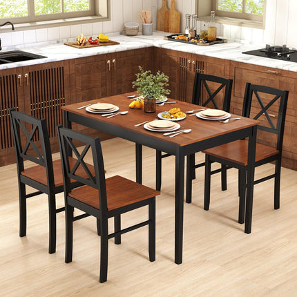 5 Piece Dining Table Set with Rectangular Kitchen Table and 4 Chairs for 4 People-Coffee