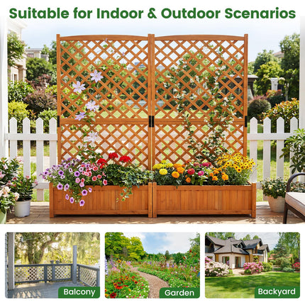 Dreamade 71" Wooden Raised Garden Bed with Trellis (1/2)
