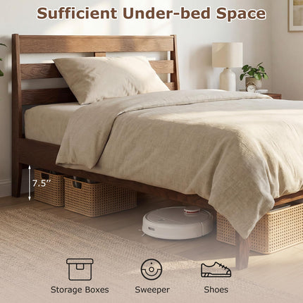 Dreamade Twin Size Bed Frame with Slat Headboard