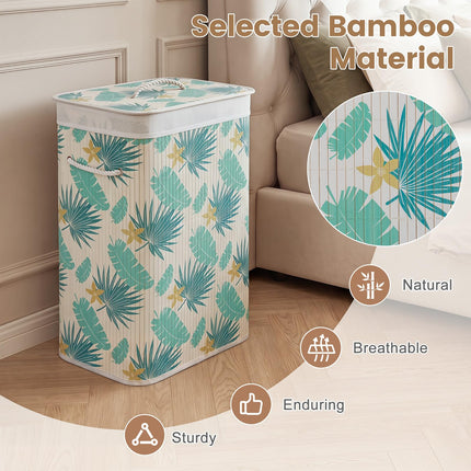 Dreamade 19 Gal Bamboo Laundry Hamper w/Removable Liner & Portable Handles