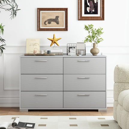 Dreamade Storage Cabinet with 6 Drawers, Metal Legs & Handles, Anti-Toppling Devices, Grey