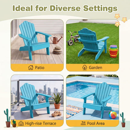 Dreamade Kids Adirondack Chair, All-Weather HIPS Children's Outdoor Chair with Tilted High Backrest