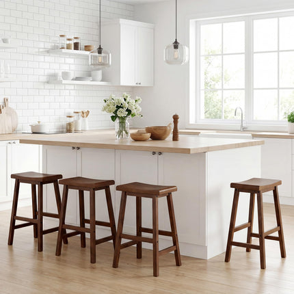 Dreamade 24 Inch Counter Height Saddle Bar Stools with Footrest (2/4)