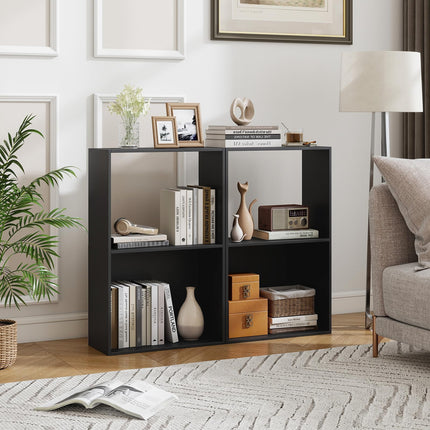 Dreamade 3-Tier Bookshelf | 2-Cube Bookcase w/Open Storage Compartment (1/2)