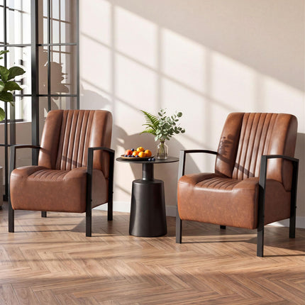 Dreamade PU Leather Upholstered Armchair with Padded Seat & Back (1/2)