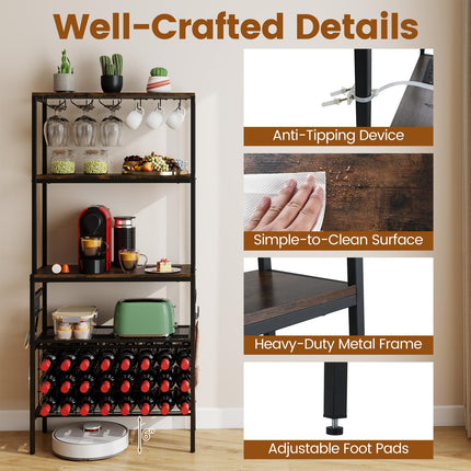 Dreamade Wine Rack Freestanding Floor Wine Bar Cabinet w/Power Outlet & RGB Light