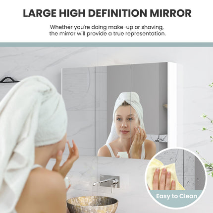 Dreamade Bathroom Medicine Cabinet with Mirror - Extra Large Wall Mounted Cabinet with 3 Frameless Mirrored Doors