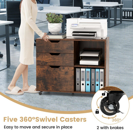 Dreamade 3 Drawer File Cabinet, Office Storage Cabinet Fits Files Letter, A4, Legal Size