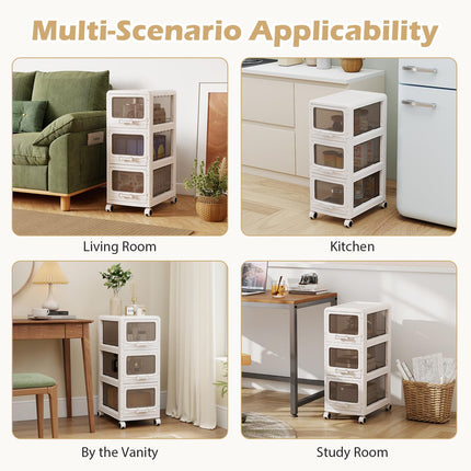 Dreamade 3/4/5-Tier Plastic Drawer Storage Organizer Rolling Cart with Drawers & Lockable Wheels