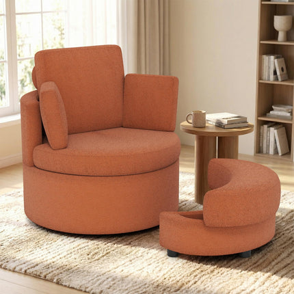 Dreamade 360° Swivel Accent Chair with Half Moon Storage Ottoman