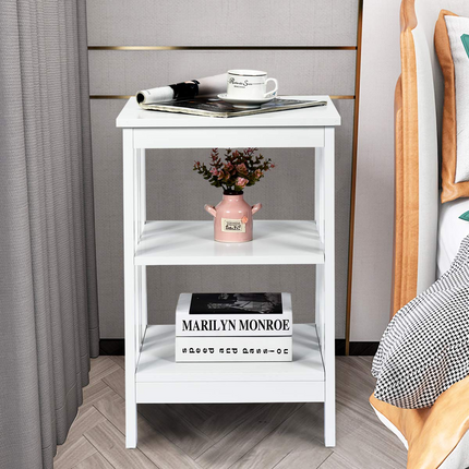 Dreamade Nightstand 3-Tier Sofa Side Table W/Reinforced Bars and Stable Structure