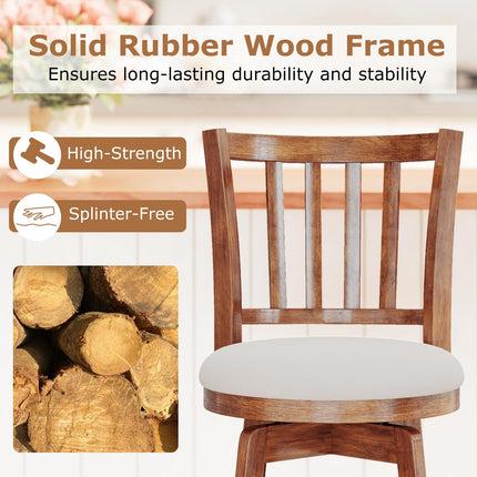 Dreamade 25" Counter Height Stools Set of 2/4 with Rubber Wood Legs & Footrest & Upholstered Seat