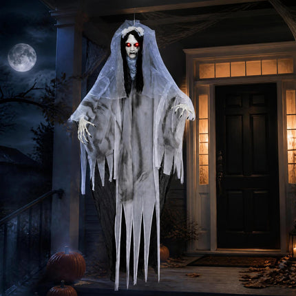 DREAMADE 6 FT Animated Ghost Bride Life Size Hanging Halloween Prop