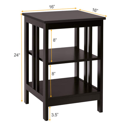 Dreamade Nightstand 3-Tier Sofa Side Table W/Reinforced Bars and Stable Structure