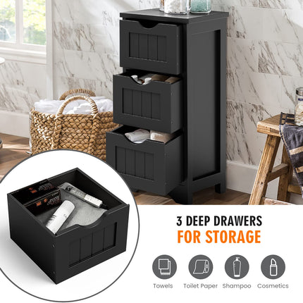 Dreamade Bathroom Floor Cabinet - Small Bathroom Storage Cabinet with 3 Removable Drawers