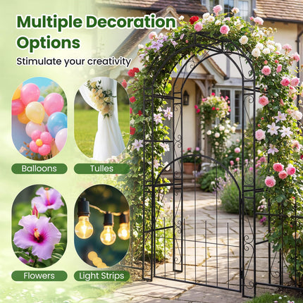 Dreamade 84'' Garden Arbor with Gate for Backyard Lawn
