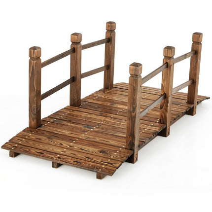 Dreamade 5 ft Garden Bridge - Stained Wood Arc Footbridge Walkway