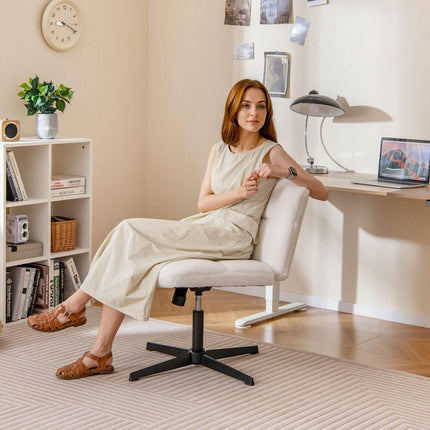 Dreamade Criss Cross Chair No Wheels, Armless Cross Legged Office Desk Chair