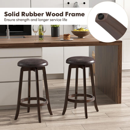 Dreamade Bar Stools Set， 29"/ 24" Bar Height Bar Stools w/ 360° Swivel Round Seat & Footrest