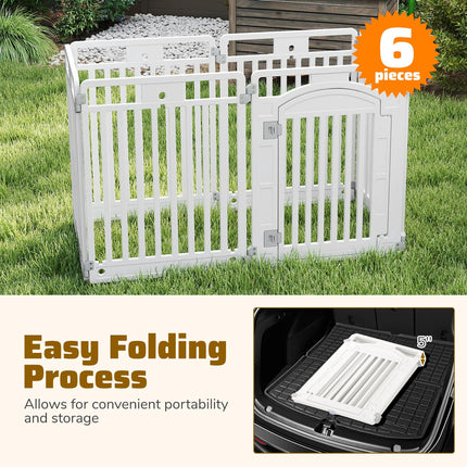 Dreamade 6/12 Panel Dog Playpen 32'' Tall Plastic Pet Fence with Lockable Door
