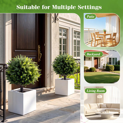 Dreamade 27.5" Artificial Cypress Topiary Trees Set of 2 for Front Porch Patio Home Decoration