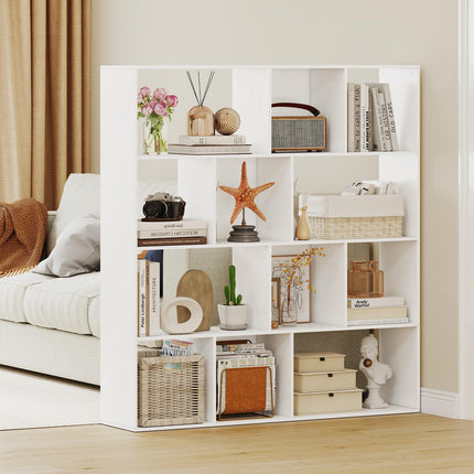 Dreamade Open Shelf Bookcase 4-Tier Modern Bookshelf with 12 Storage Compartments