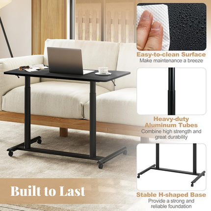 Dreamade Mobile Standing Desk Height Adjustable Computer Desk with Wheels & Aluminum Frame