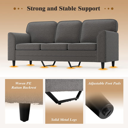 Dreamade 3 Seater Couch - 79” Mid Century Modern Upholstered Sofa with Armrests, Sturdy Legs