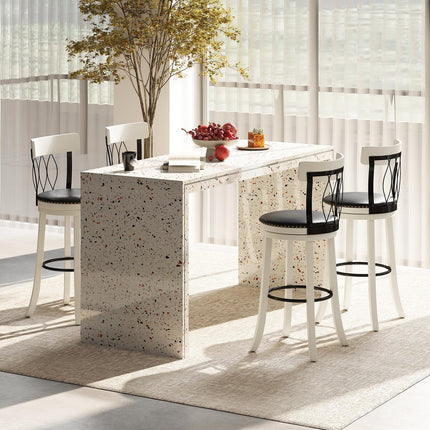 Dreamade Swivel Bar Height Bar Chairs with Footrest