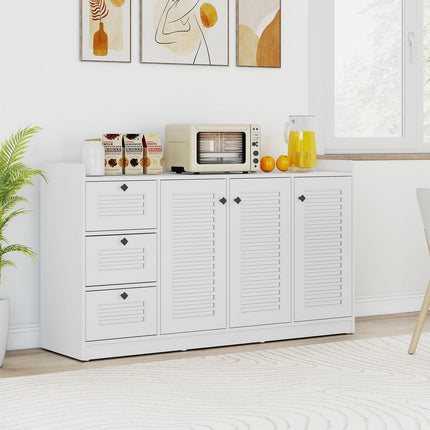 Dreamade 63'' Buffet Cabinet with Storage Modern Sideboard Cabinet with 3 Doors & 3 Pull-Out Drawers