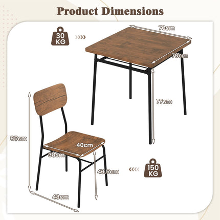 Dreamade 3-Piece Dining Table Set, Kitchen Table Chairs Set with Dinner Table, Storage Rack, Metal Frame