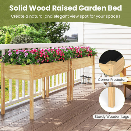 Dreamade 47"x23"x30" Elevated Wood Planter Box with Liner