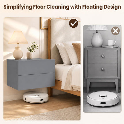 Dreamade Floating Nightstand | Wall-Mounted Bedside Table with 2 Drawers (1/2)