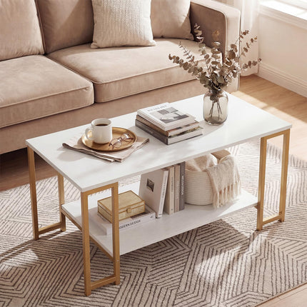 Dreamade 2-Tier 39.5" Coffee Table with Storage
