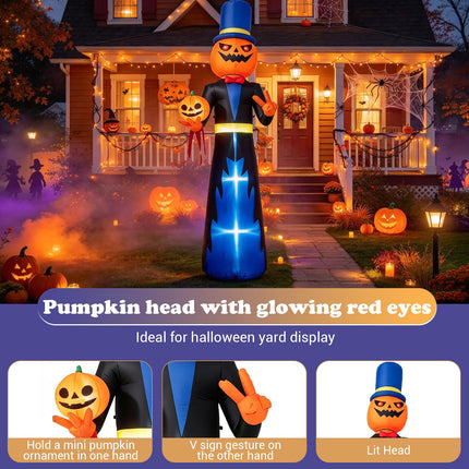 DREAMADE 10FT Halloween Inflatable Lighted Pumpkin Gentleman