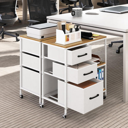 Dreamade 3 Drawer Mobile File Cabinet with Charging Station