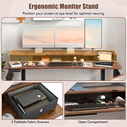 Dreamade Electric Standing Desk with 2 Drawers, 63" x 24"