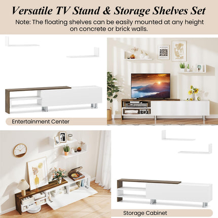 Dreamade 80 Inch TV Stand and 2 Floating Shelves Set